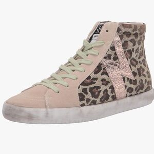 Sam Edelman Avon Womens Beige Green High Top Sneaker Shoes Size 7.5 M
